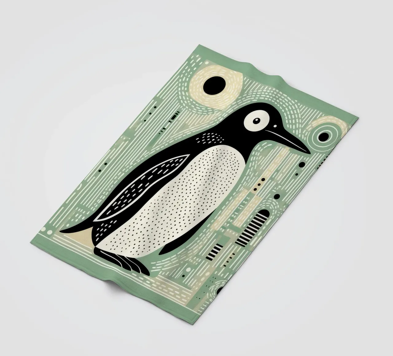 Pinguino Verde 1 coperta in pile da Minimal Animal Art