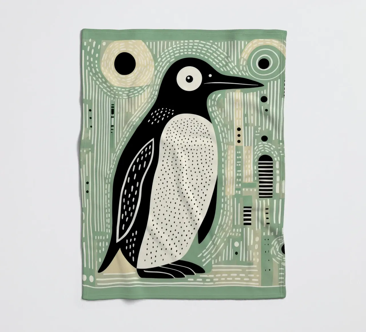 Pinguino Verde 1 coperta in pile da Minimal Animal Art