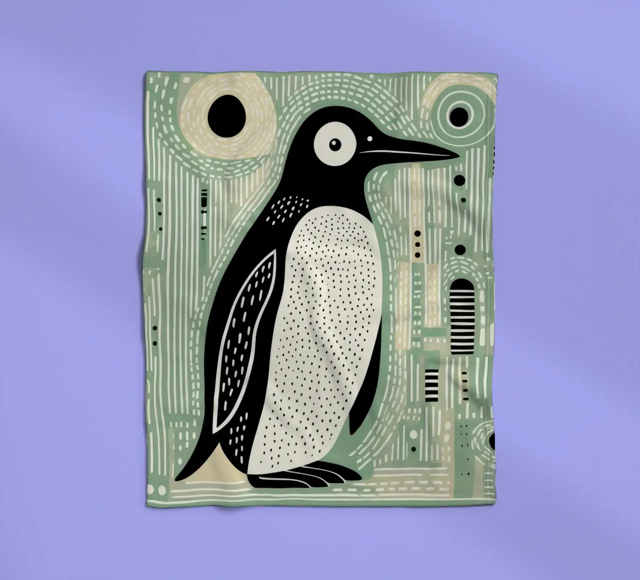 Pinguino Verde 1 coperta in pile da Minimal Animal Art