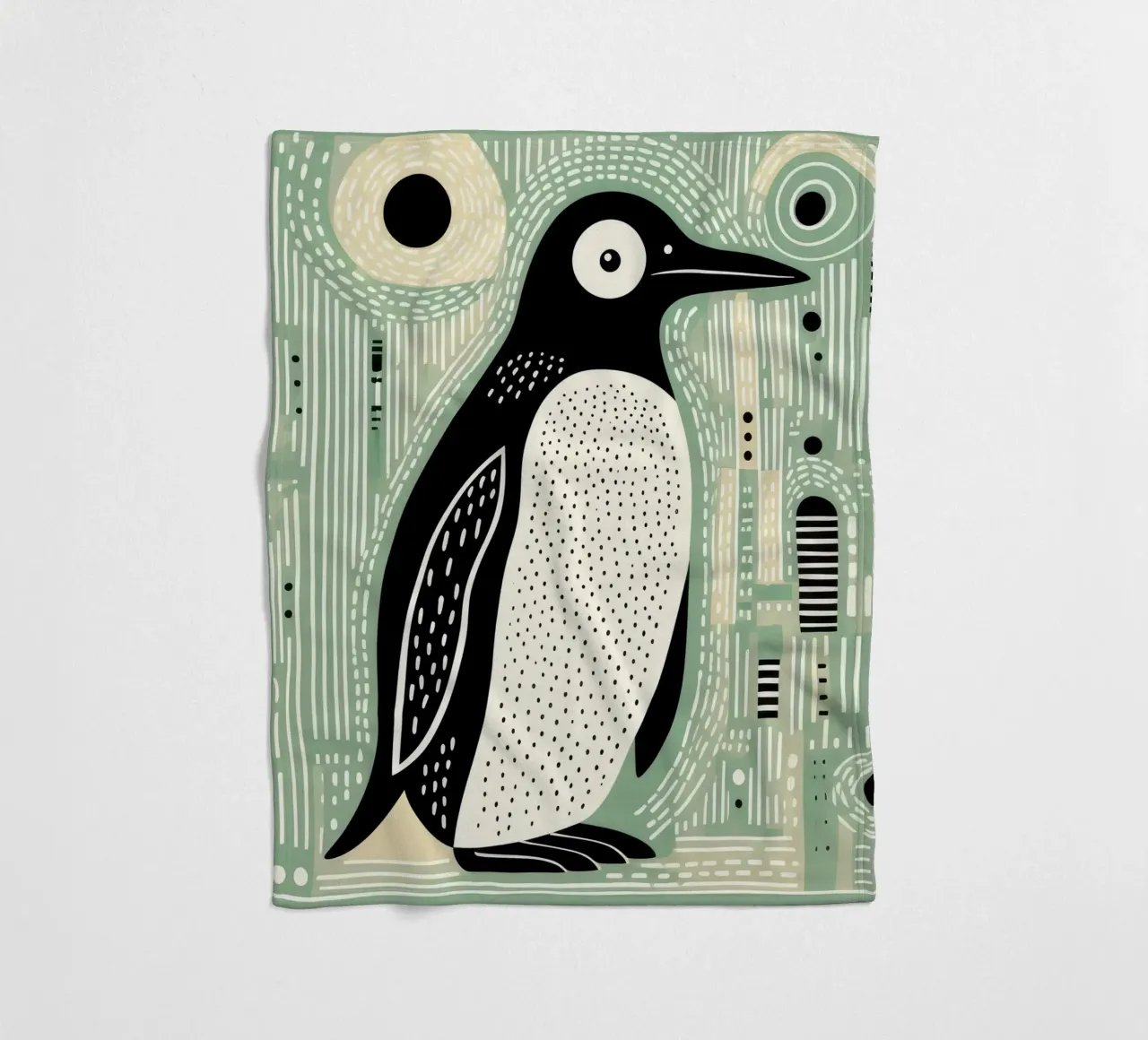 Pinguino Verde 1 coperta in pile da Minimal Animal Art