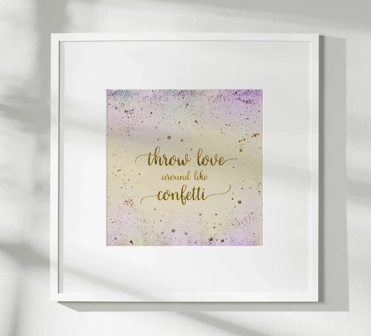GETTARE L'AMORE IN GIRO COME CONFETTI | oro scintillante poster con telaio in legno da Melanie Viola