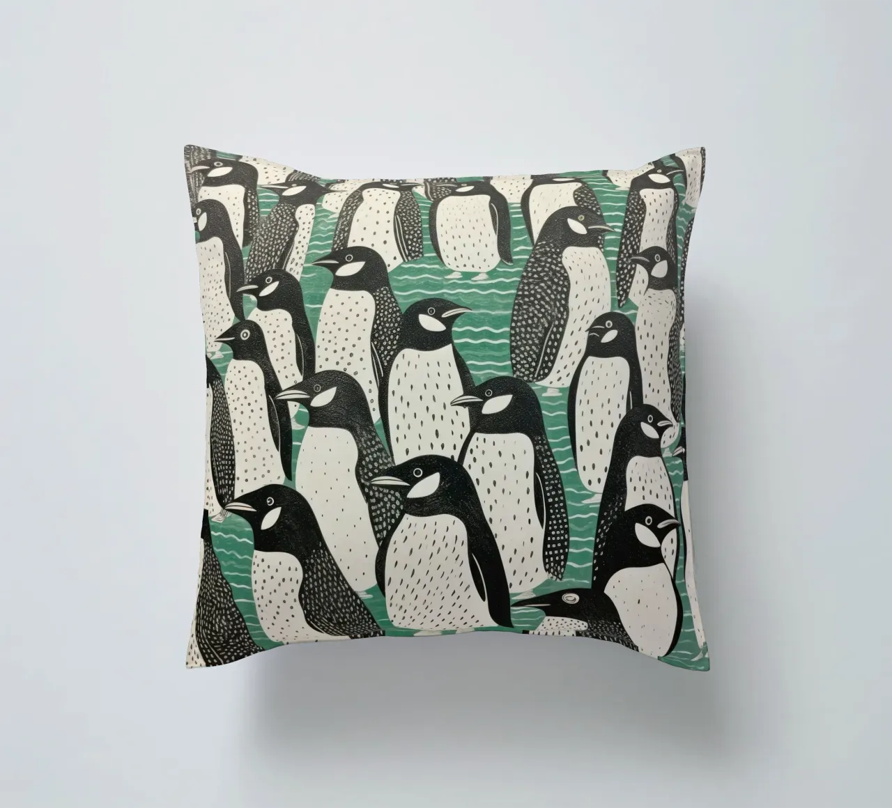Pinguino Verde 2 cuscino da Minimal Animal Art
