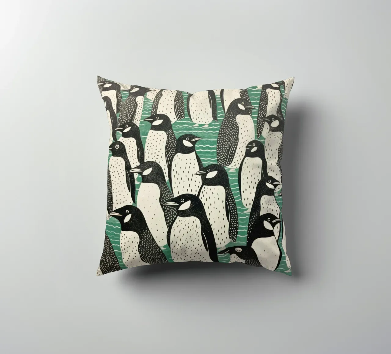 Pinguino Verde 2 cuscino da Minimal Animal Art
