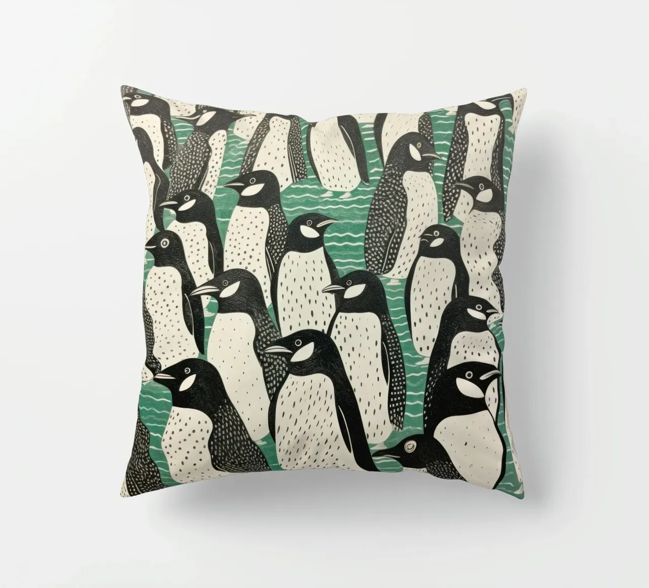 Pinguino Verde 2 cuscino da Minimal Animal Art
