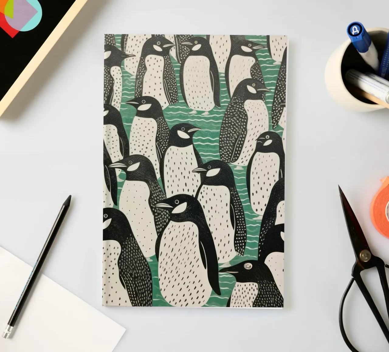 Pingouin vert 2 carnet de notes de Minimal Animal Art