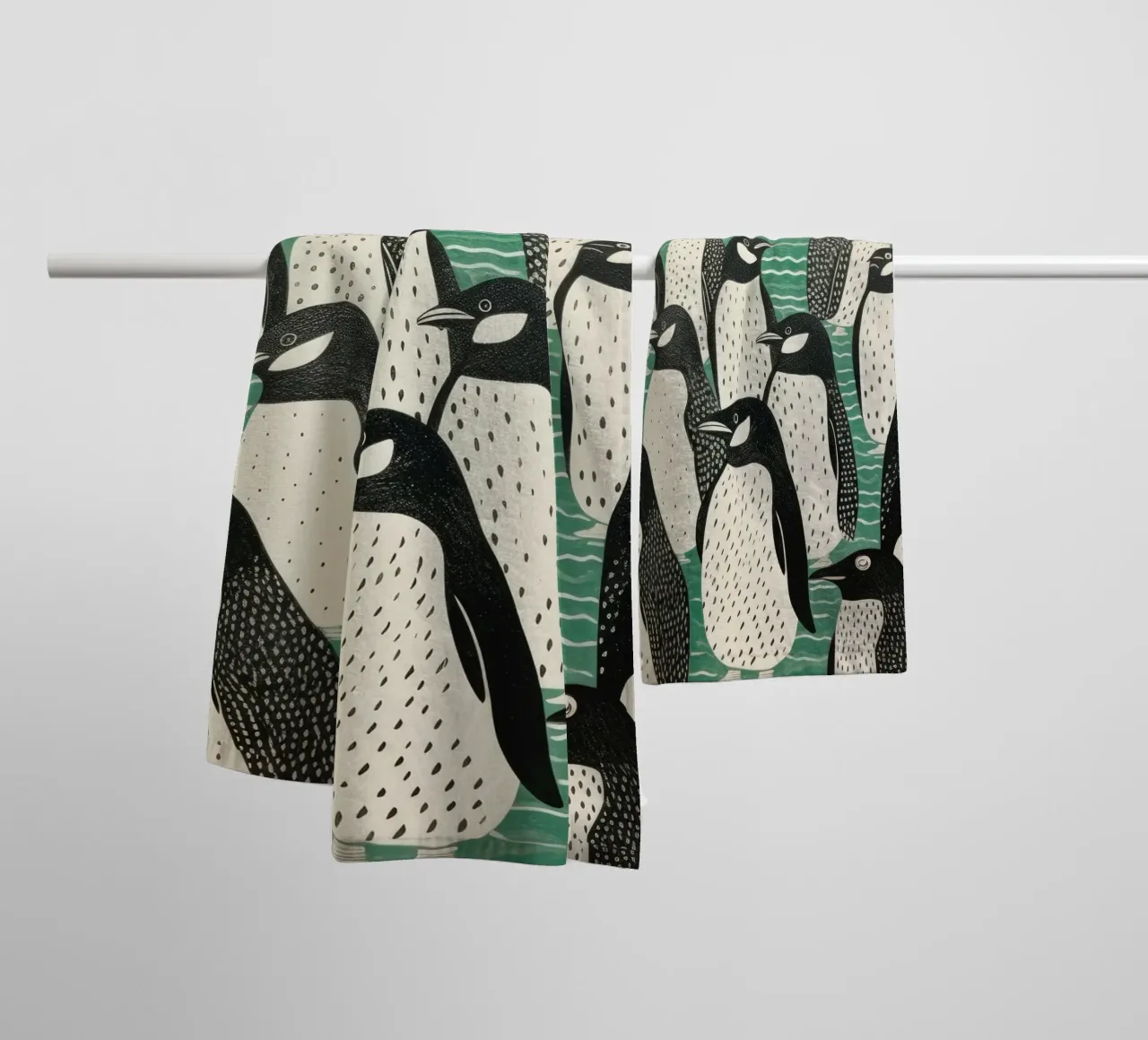 Pinguino Verde 2 asciugamano da bagno da Minimal Animal Art
