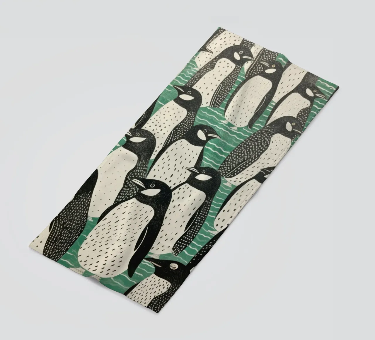 Pinguino Verde 2 telo mare da Minimal Animal Art