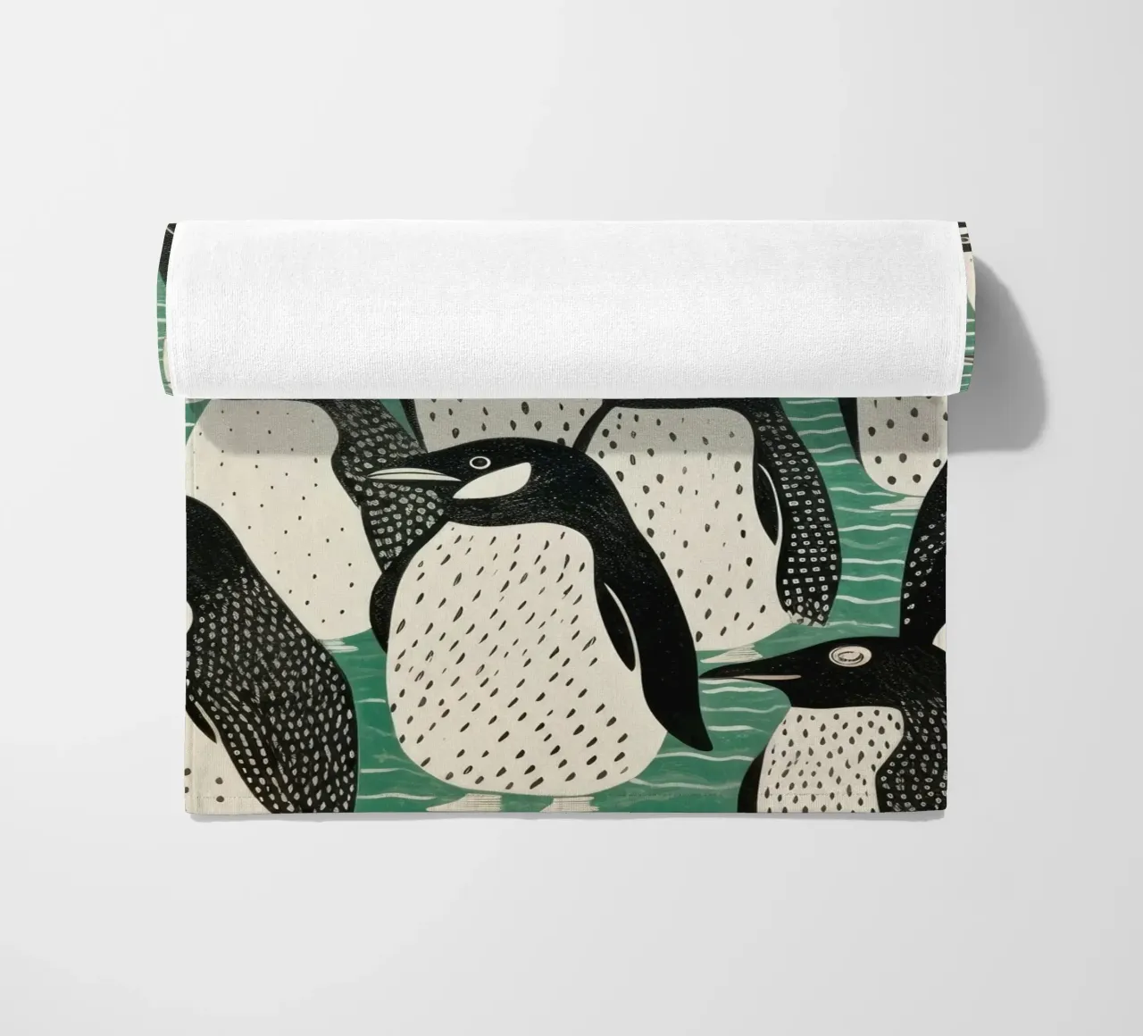 Pinguino Verde 2 telo mare da Minimal Animal Art