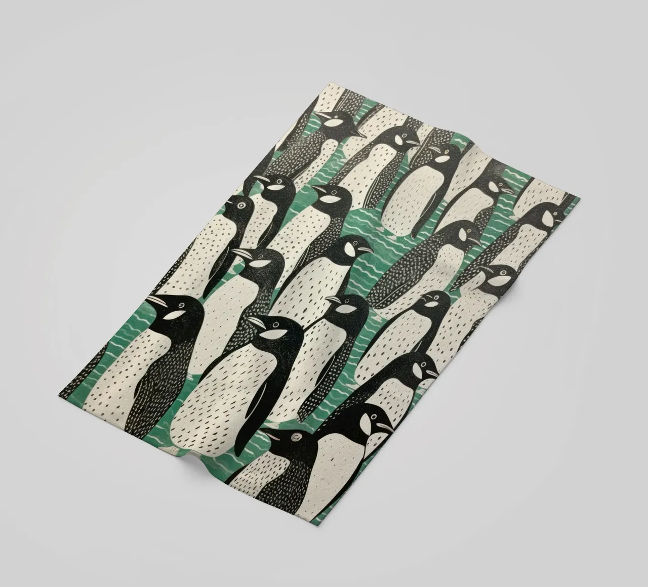 Pinguino Verde 2 telo mare da Minimal Animal Art