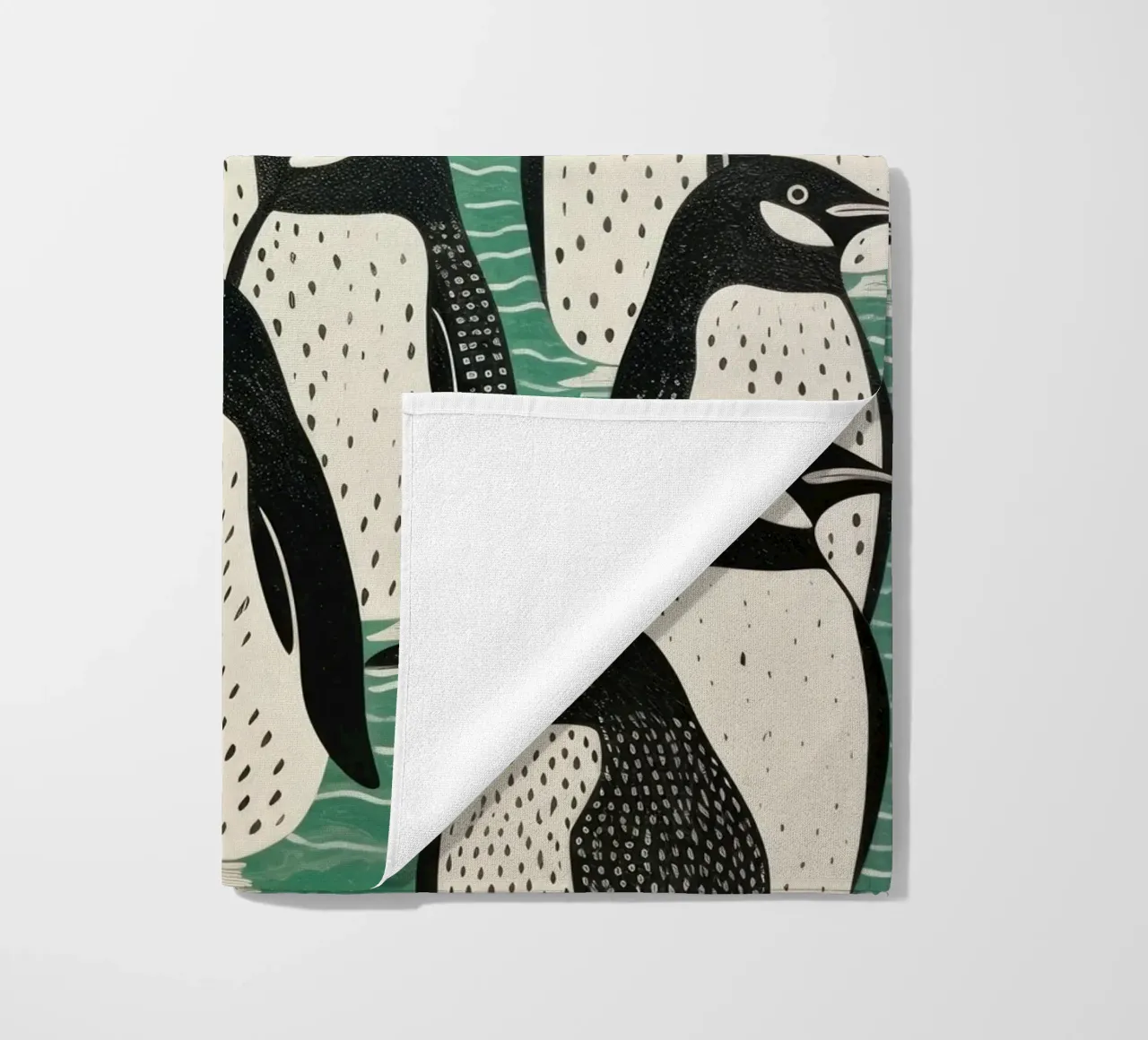 Pinguino Verde 2 telo mare da Minimal Animal Art