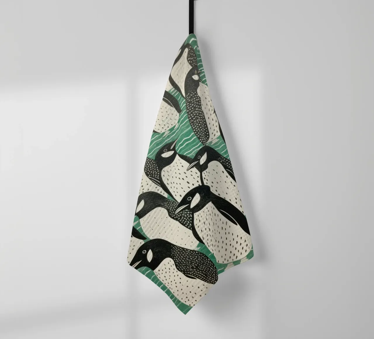 Pingouin vert 2 torchon de Minimal Animal Art