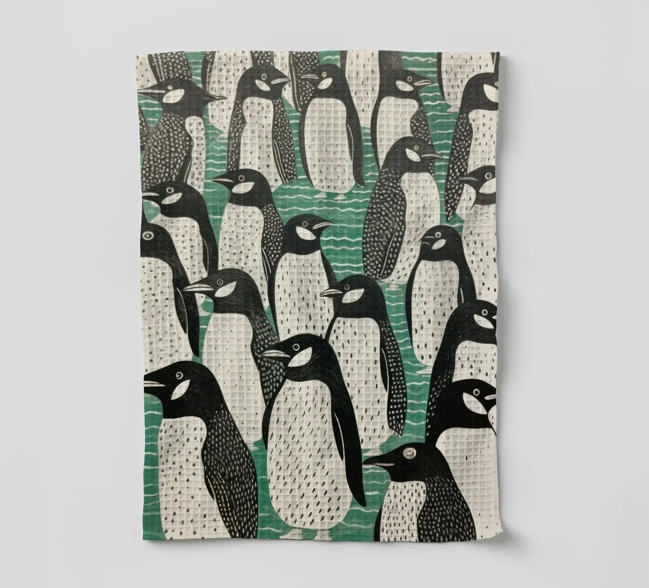 Pingouin vert 2 torchon de Minimal Animal Art
