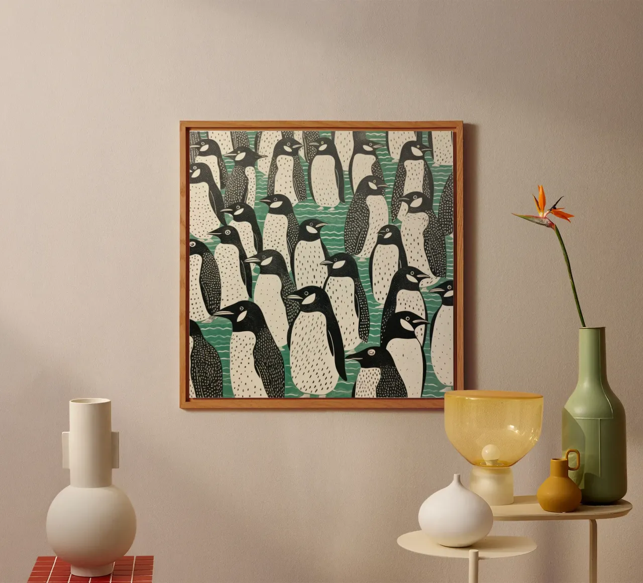 Green Penguin 2 alu-dibond by Minimal Animal Art