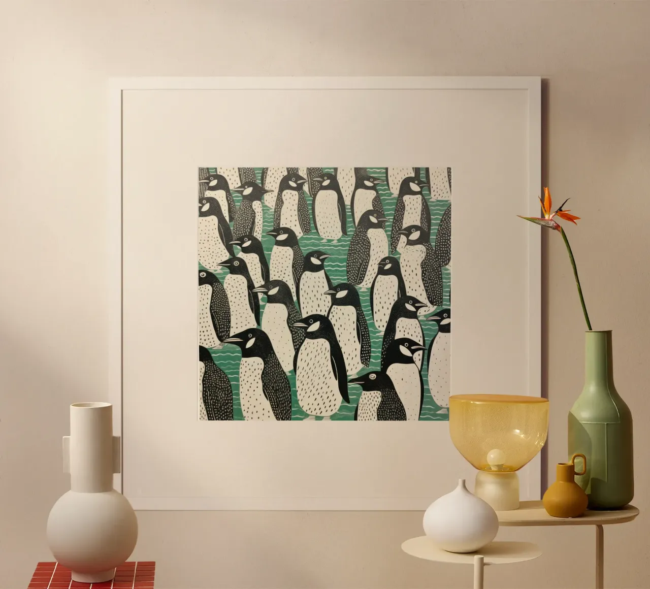 Pinguino Verde 2 carta hahnemühle da Minimal Animal Art
