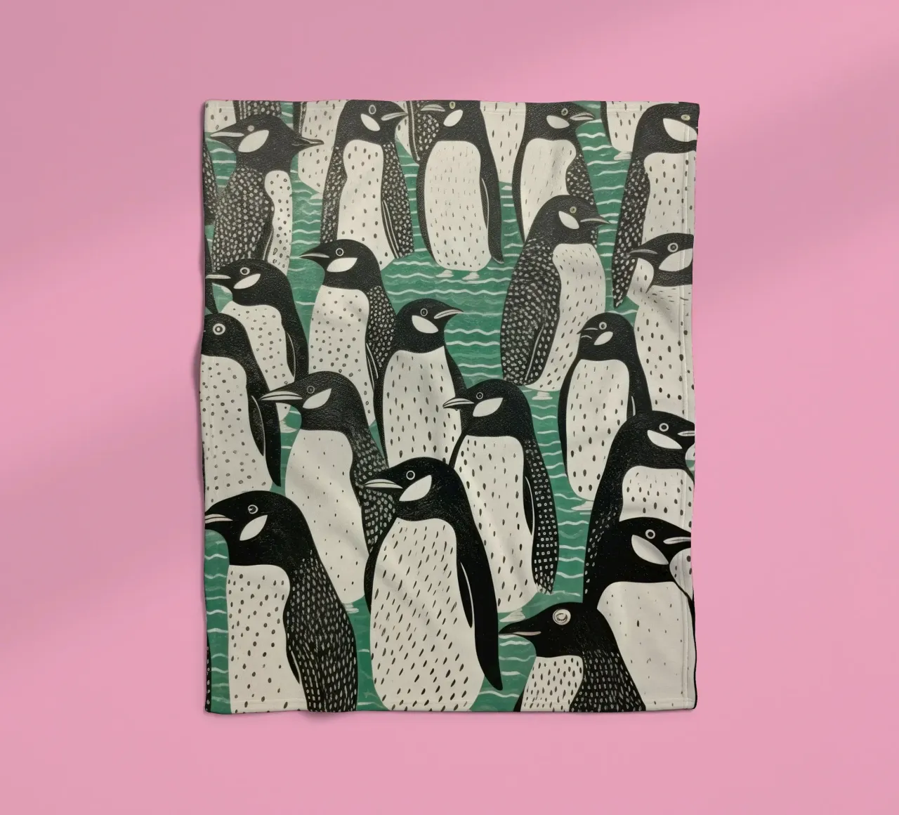 Pinguino Verde 2 coperta in pile da Minimal Animal Art