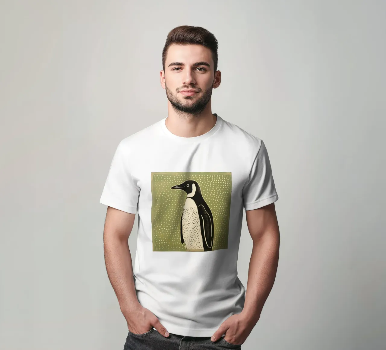 Green Penguin 3 t-shirt by Minimal Animal Art
