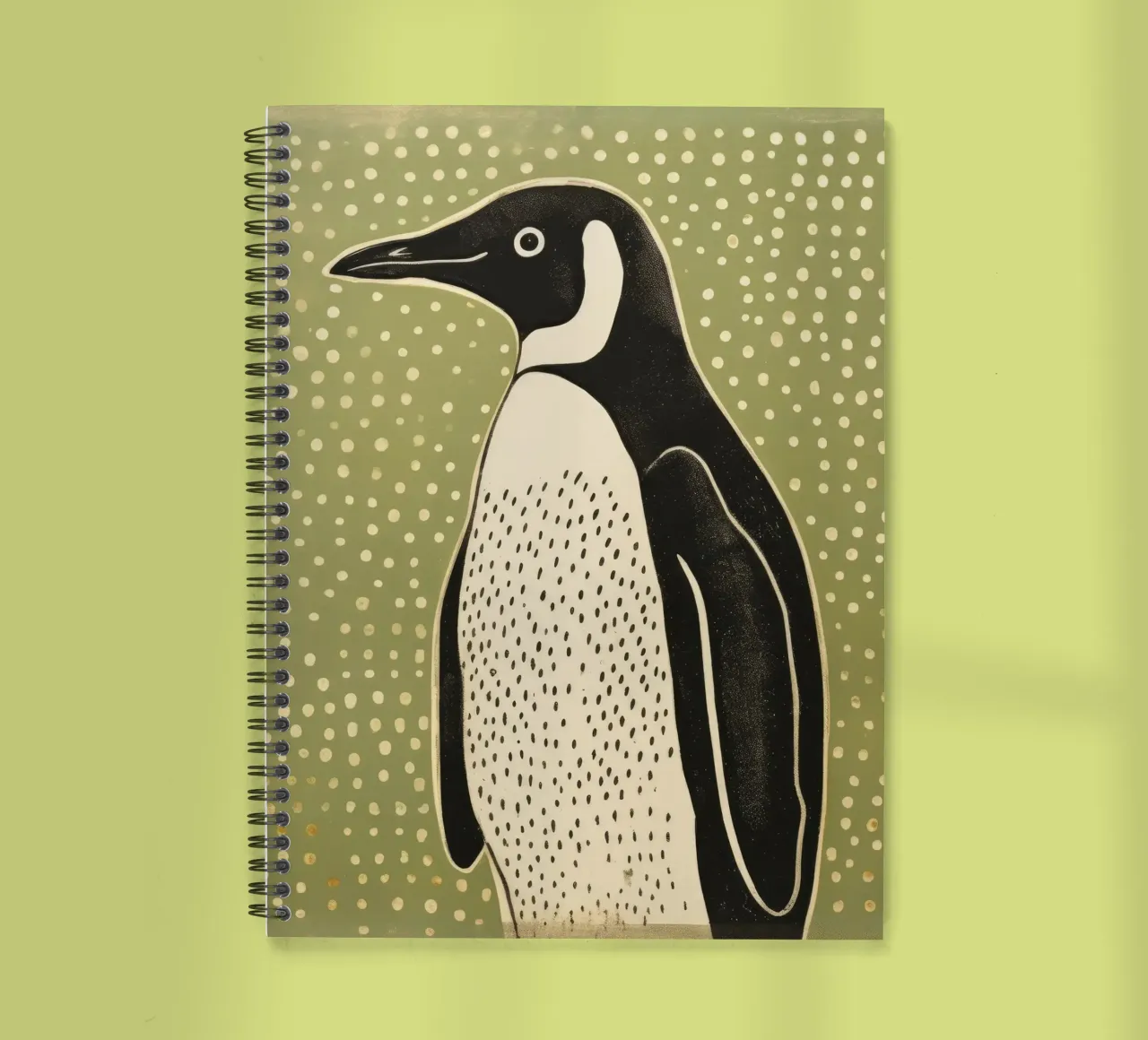 Green Penguin 3 spiral notebook by Minimal Animal Art