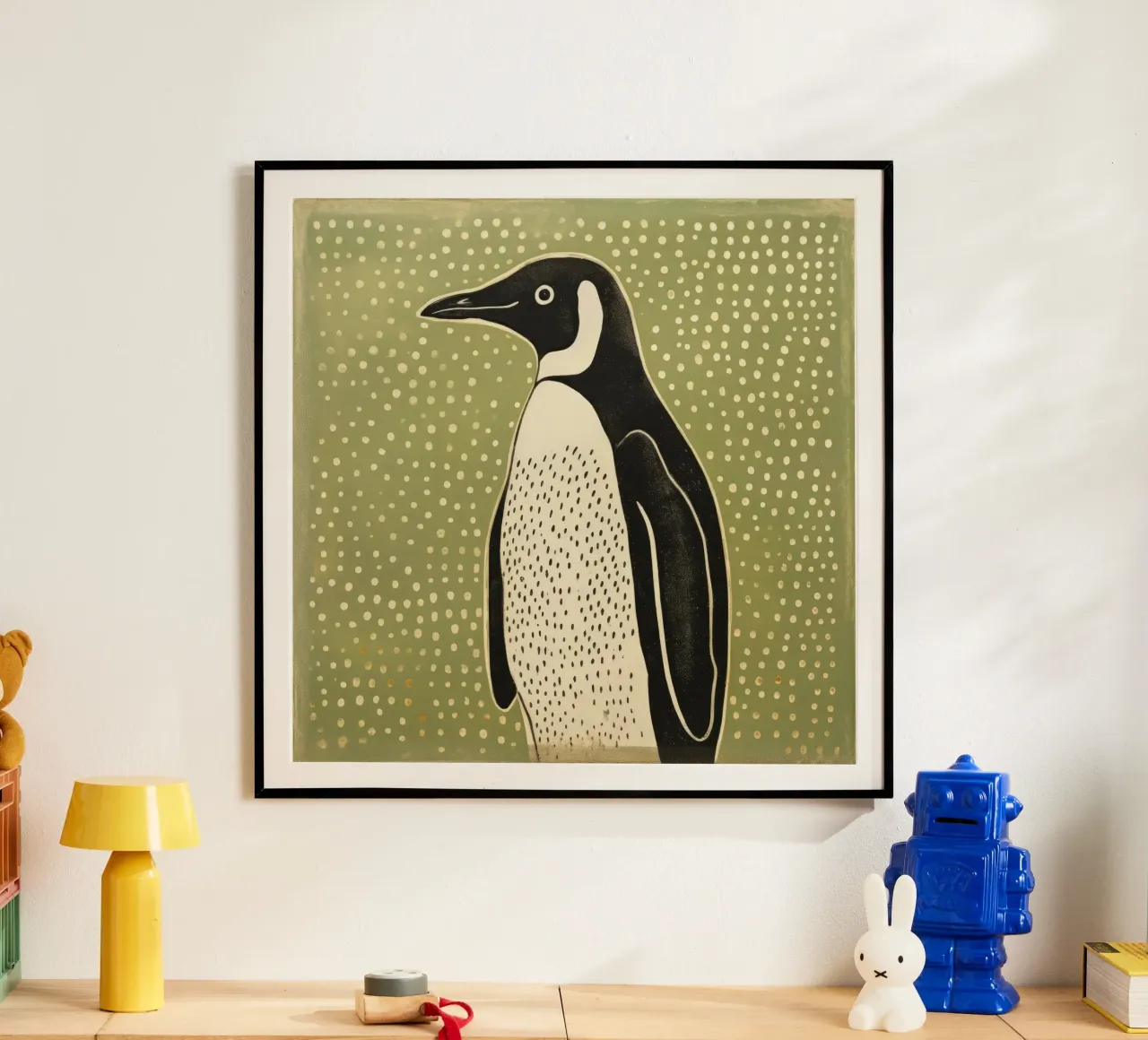 Pinguino Verde 3 carta hahnemühle da Minimal Animal Art