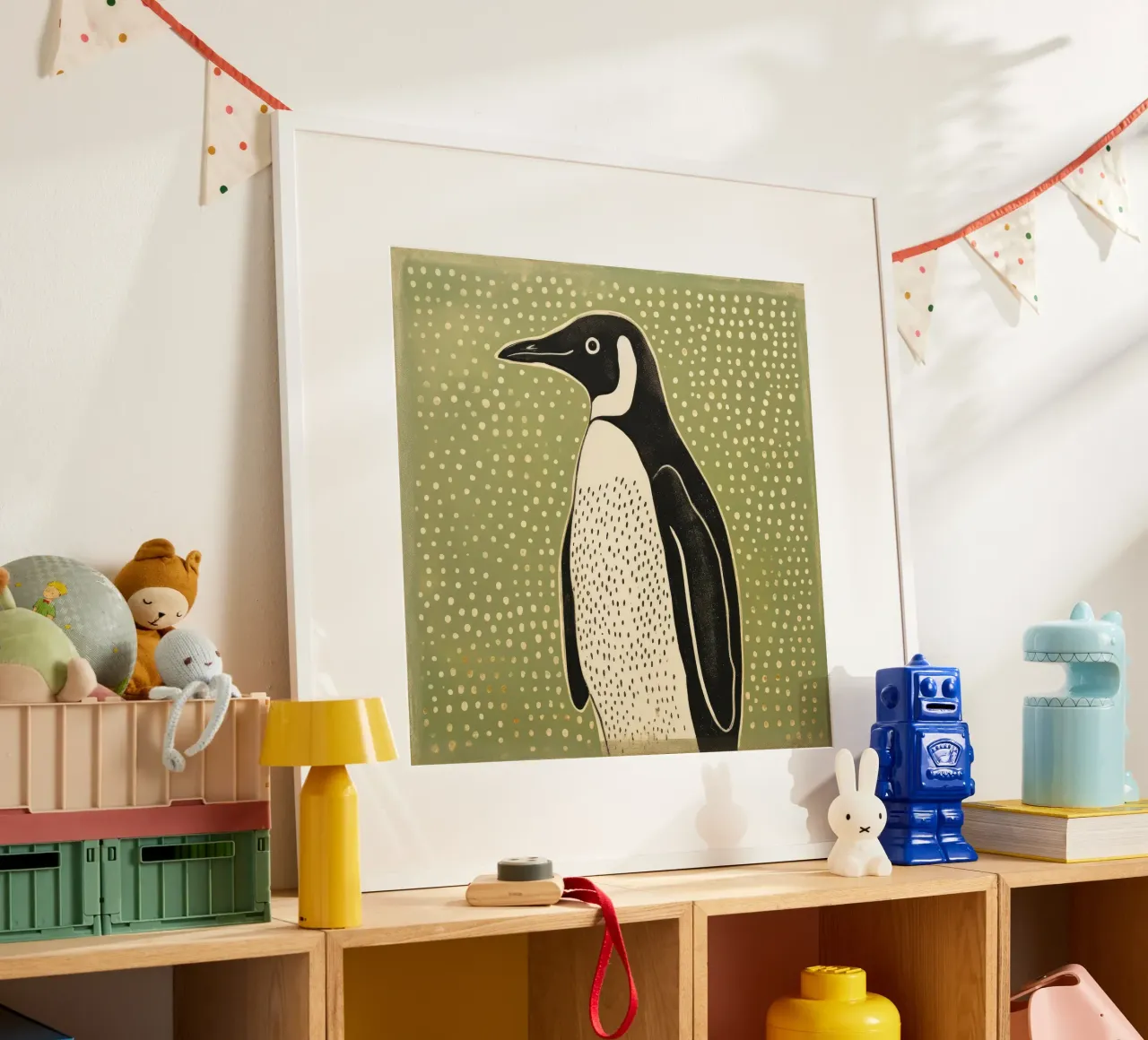 Pinguino Verde 3 carta hahnemühle da Minimal Animal Art