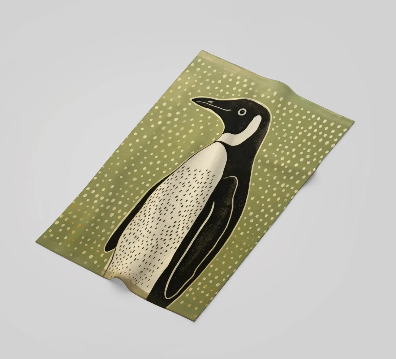 Pinguino Verde 3 telo mare da Minimal Animal Art