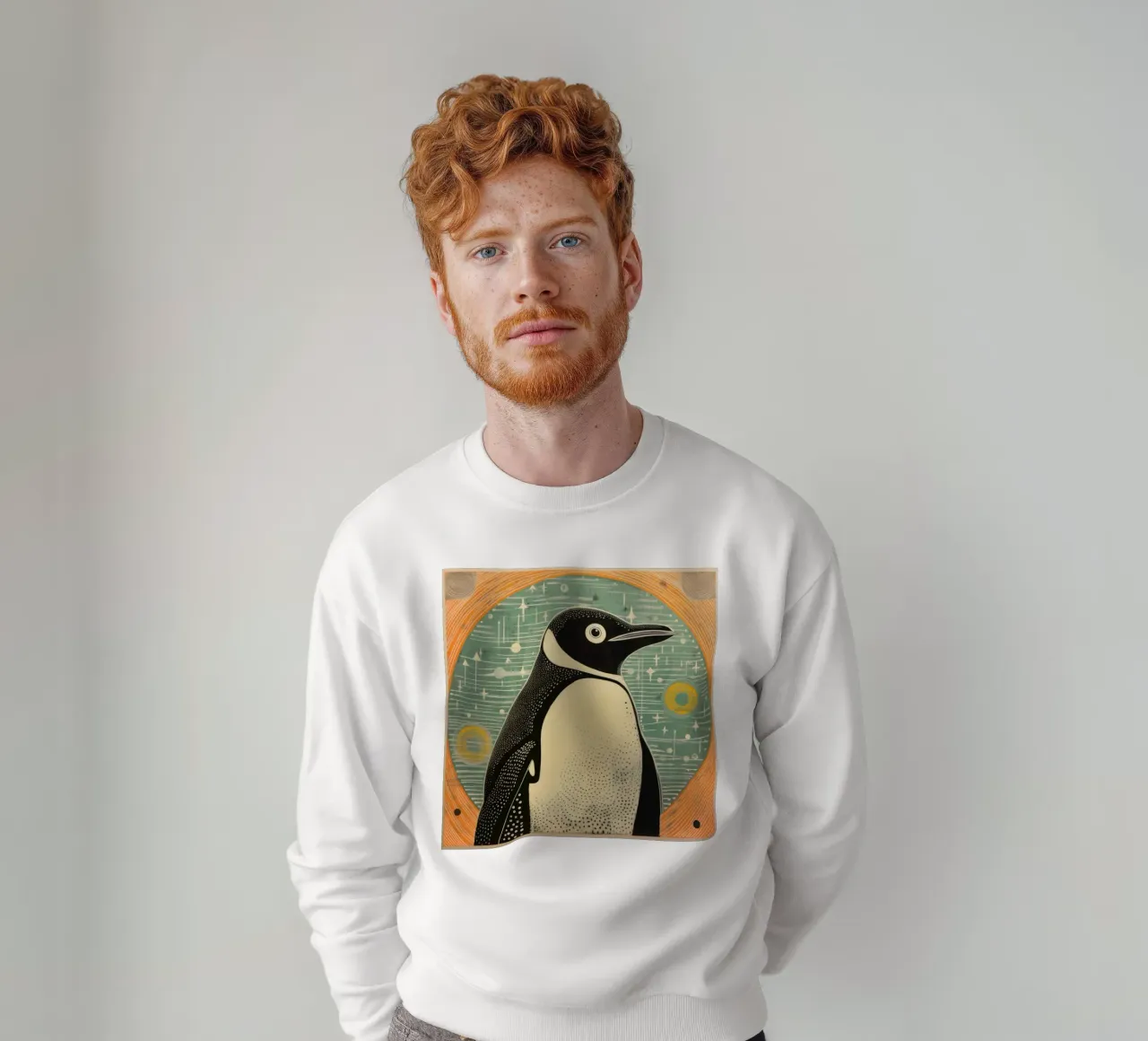 Pinguino Verde 4 felpa da Minimal Animal Art