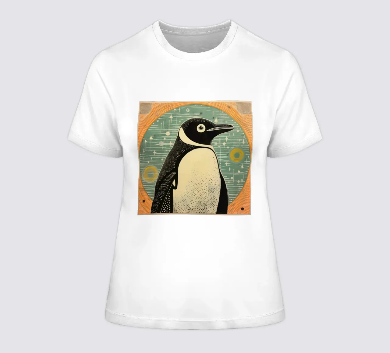 Green Penguin 4 women's fitted t-shirt by Minimal Animal Art