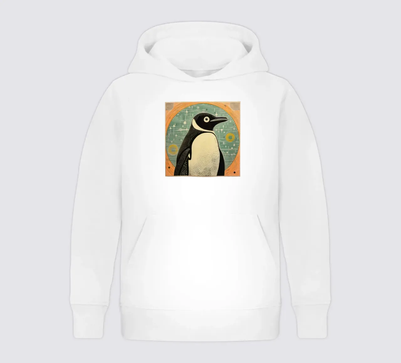 Green Penguin 4 kids hoodie by Minimal Animal Art