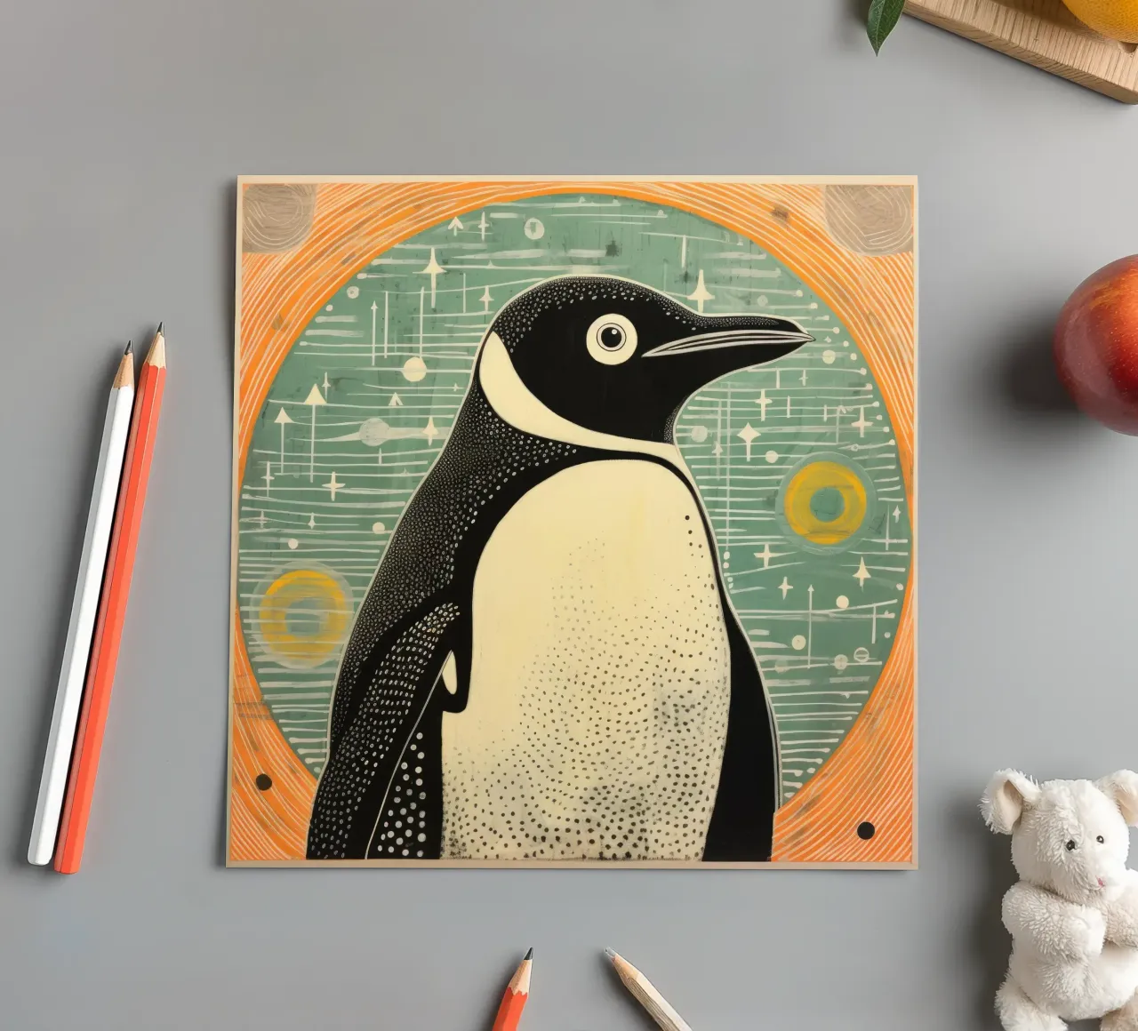 Green Penguin 4 sticker sheet by Minimal Animal Art
