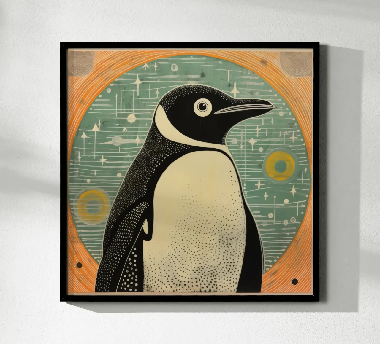 Groene Pinguïn 4 hahnemühle van Minimal Animal Art