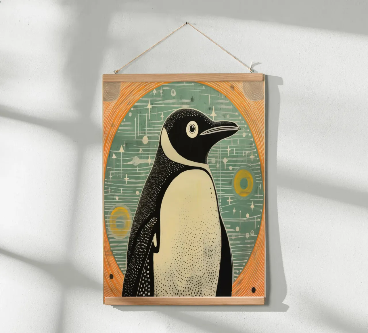 Groene Pinguïn 4 hahnemühle van Minimal Animal Art