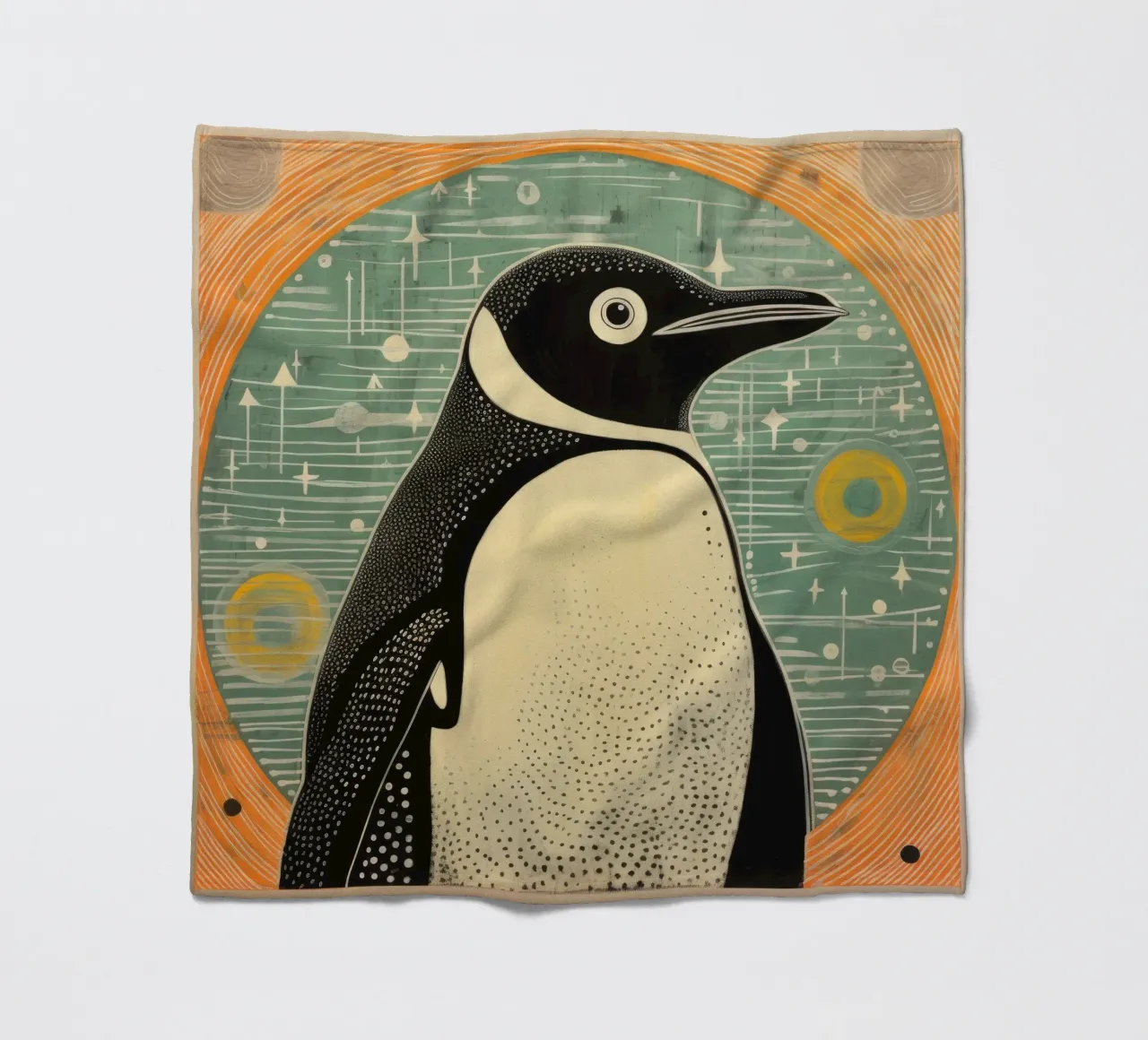 Green Penguin 4 fleece blanket by Minimal Animal Art