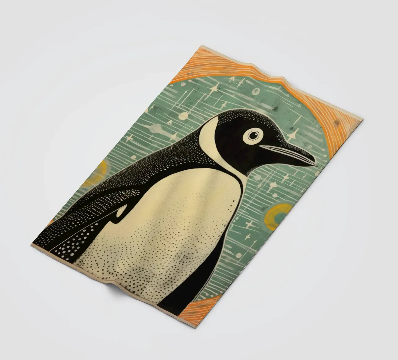 Green Penguin 4 fleece blanket by Minimal Animal Art