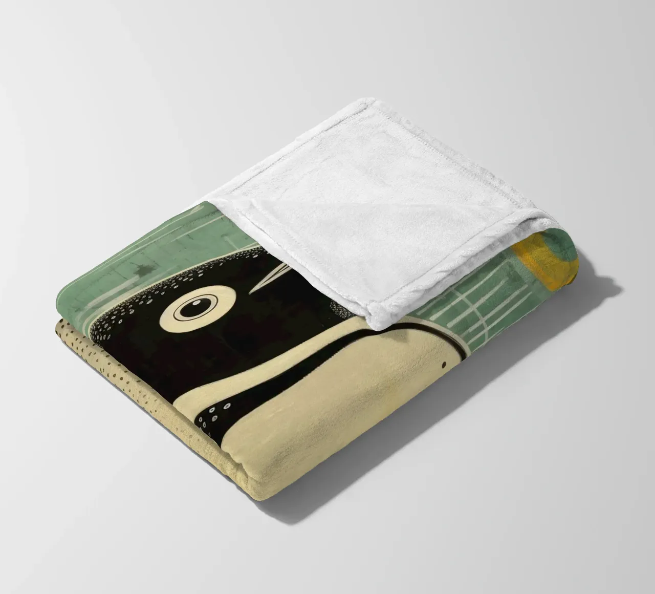 Green Penguin 4 fleece blanket by Minimal Animal Art