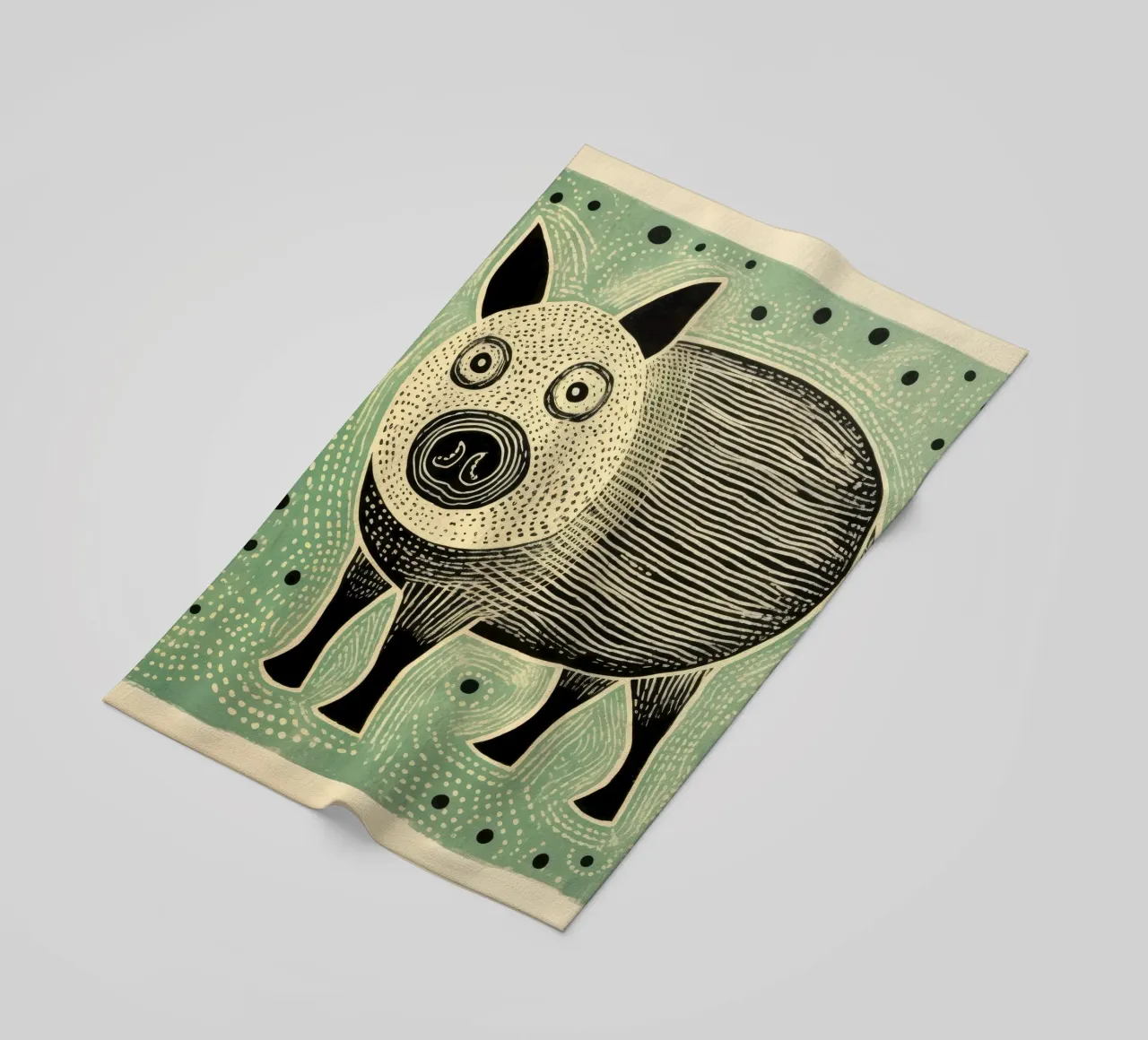 Maiale verde 1 telo mare da Minimal Animal Art