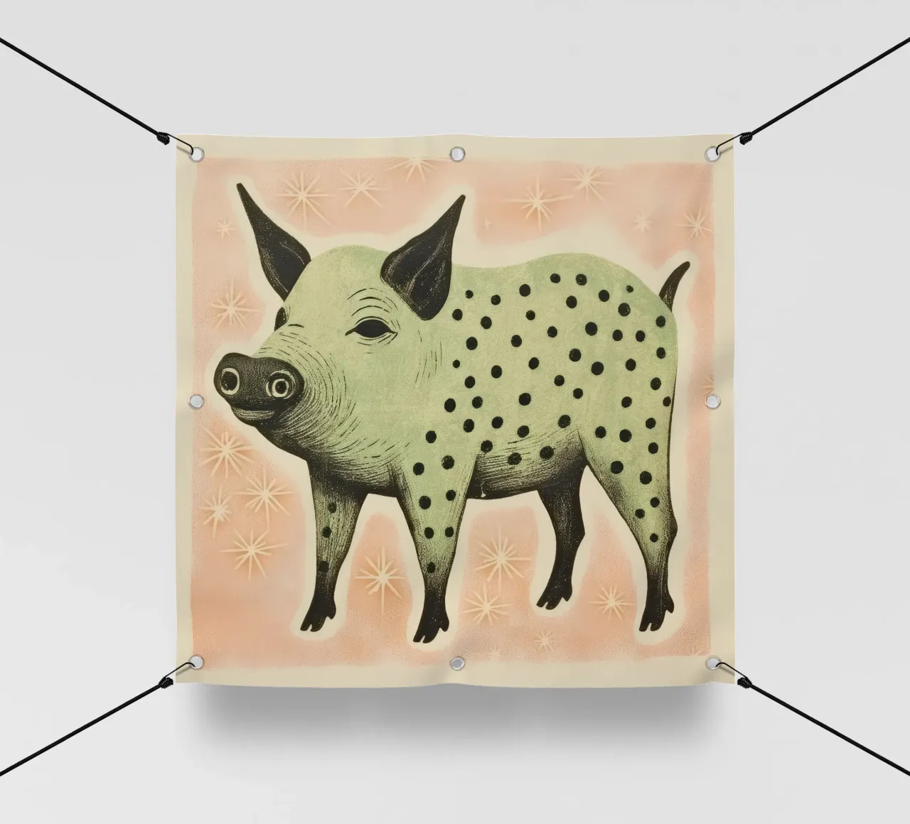 Maiale verde 2 telo in pvc da Minimal Animal Art