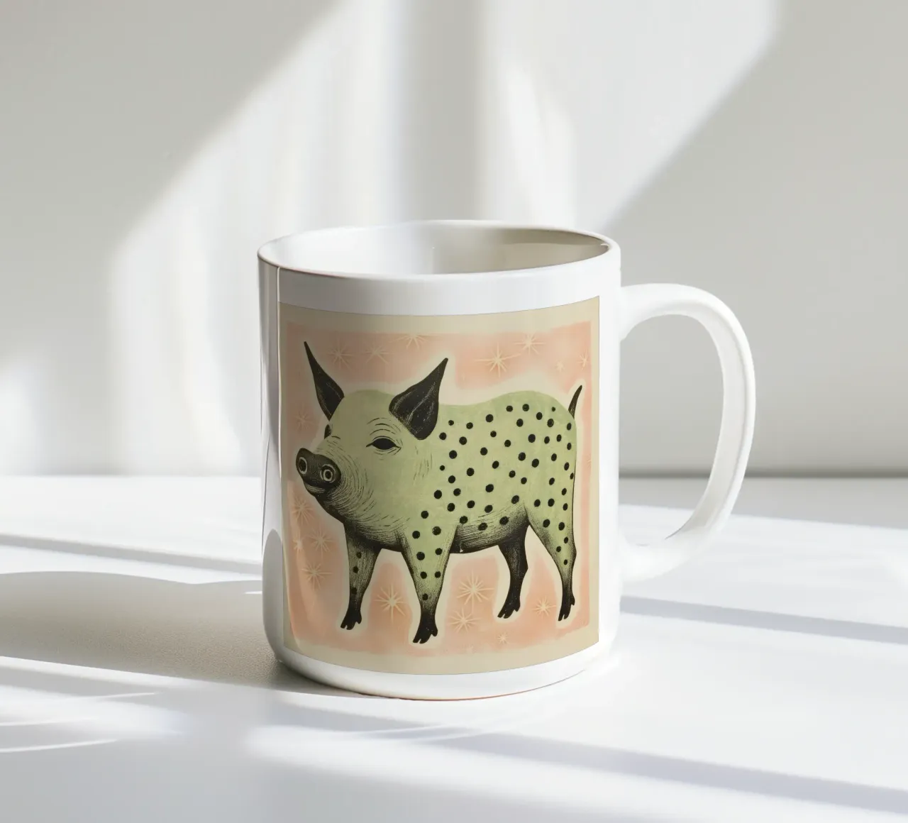Maiale verde 2 tazza in ceramica da Minimal Animal Art