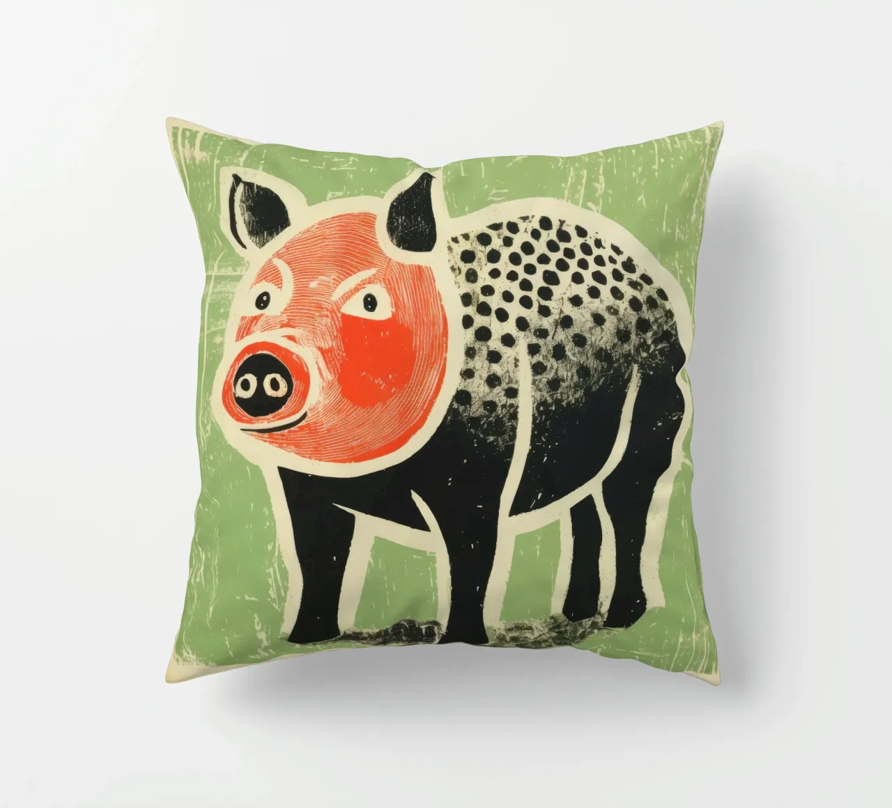 Maiale verde 3 cuscino da Minimal Animal Art