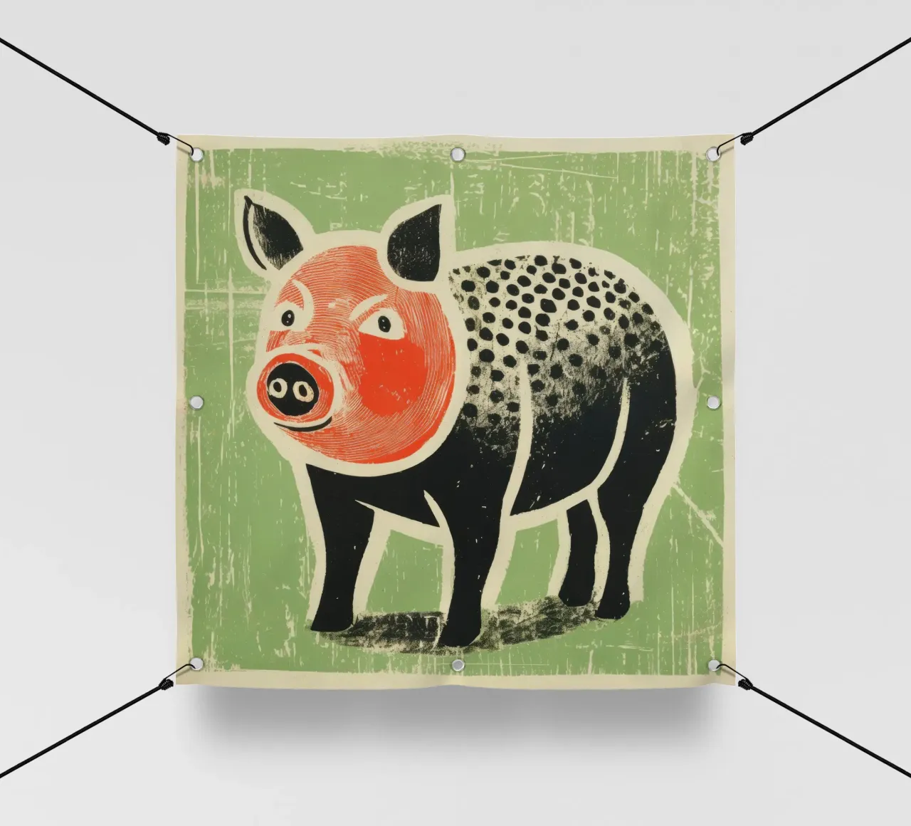 Maiale verde 3 telo in pvc da Minimal Animal Art