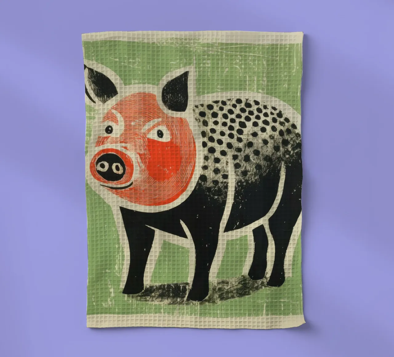 Cochon vert 3 torchon de Minimal Animal Art