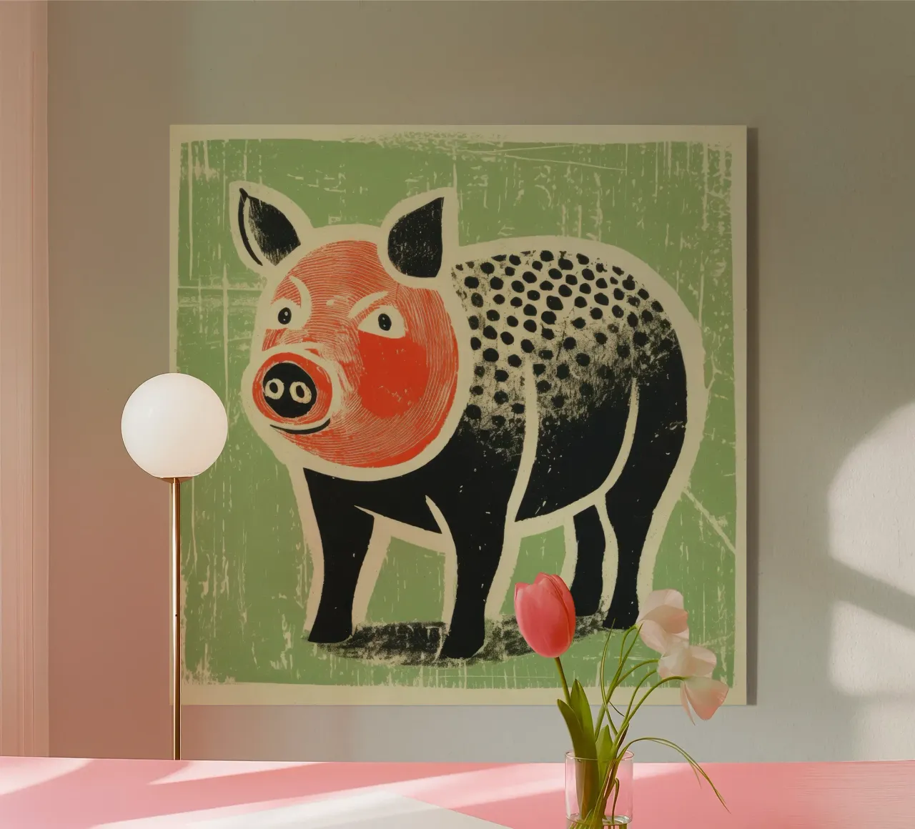 Maiale verde plexiglass da Minimal Animal Art