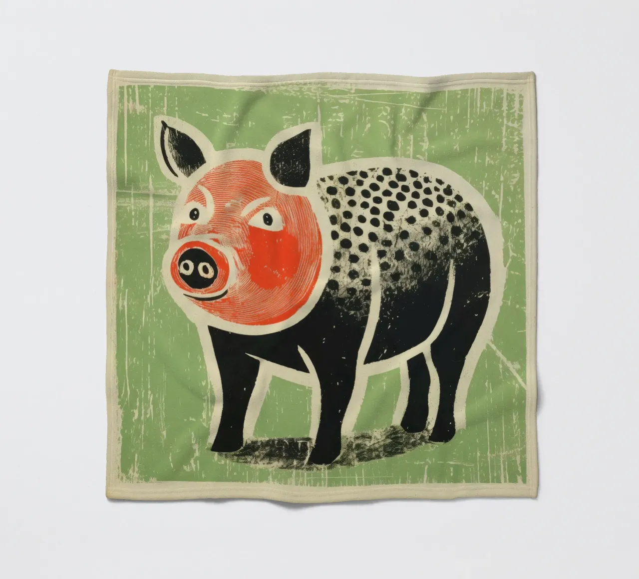 Maiale verde 3 coperta in pile da Minimal Animal Art
