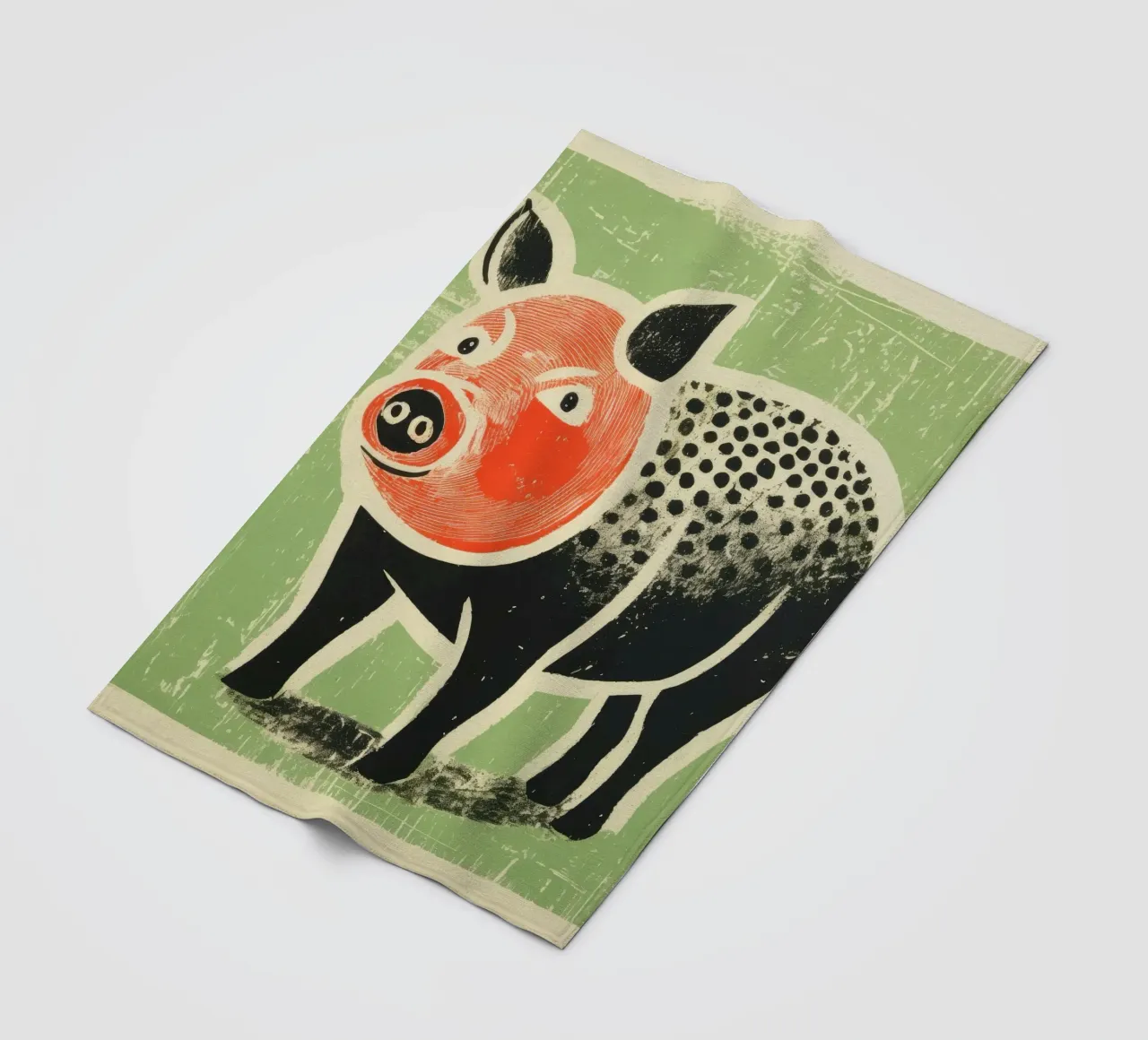 Maiale verde 3 coperta in pile da Minimal Animal Art