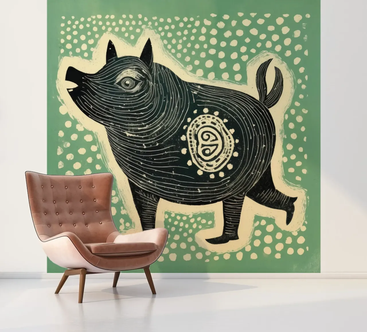 Green Pig 4 photo wallpaper by Minimal Animal Art