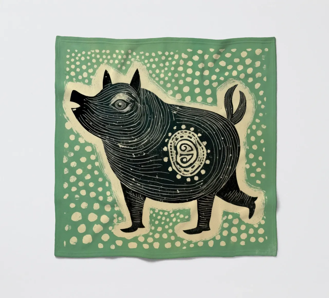 Maiale verde 4 coperta in pile da Minimal Animal Art