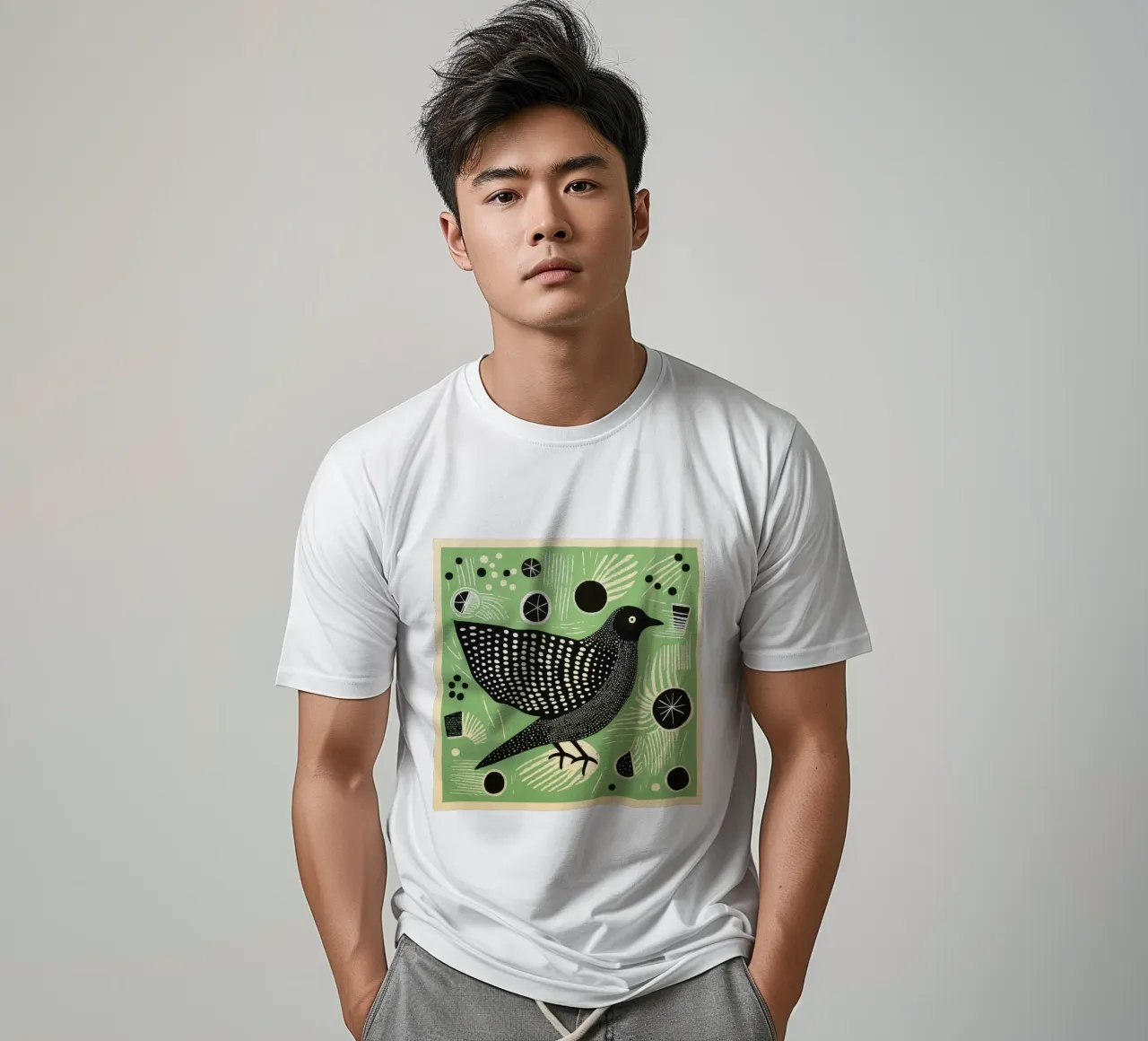 Piccione verde 1 t-shirt da Minimal Animal Art