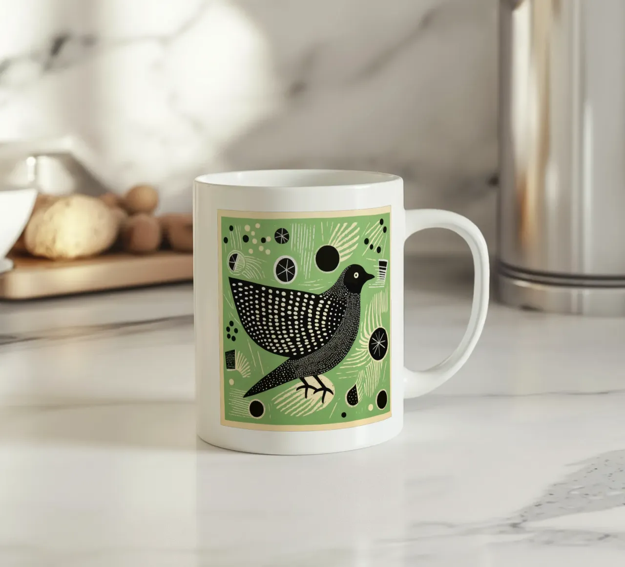 Piccione verde 1 tazza in ceramica da Minimal Animal Art