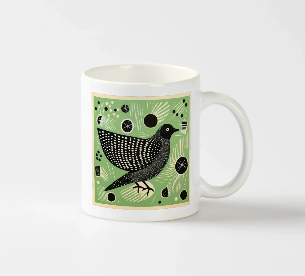 Piccione verde 1 tazza in ceramica da Minimal Animal Art