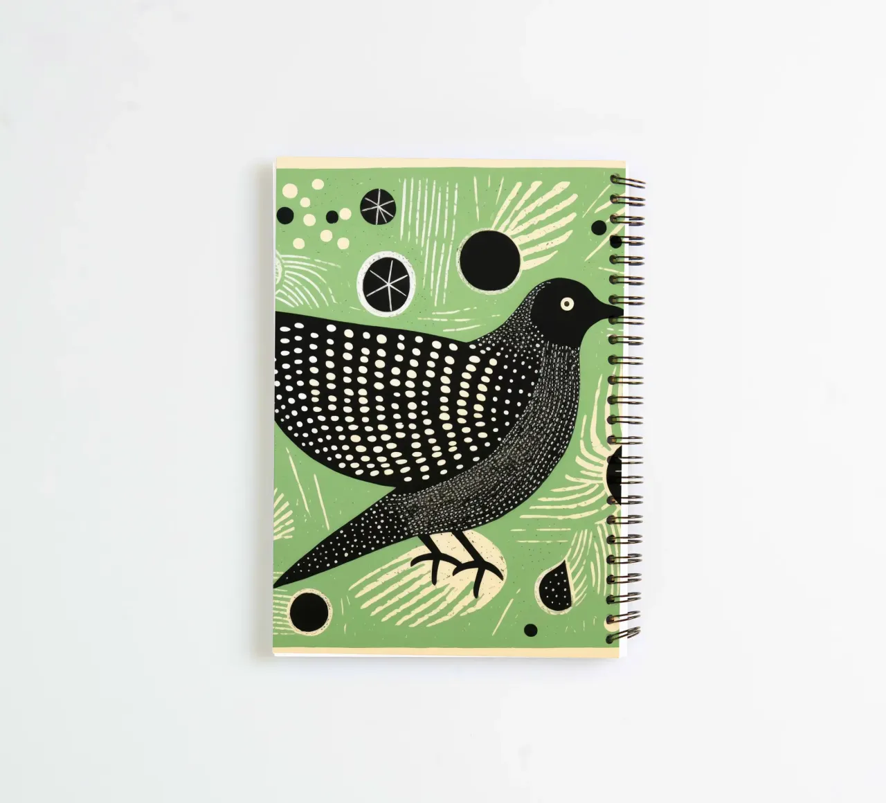 Green Pigeon 1 spiral notebook by Minimal Animal Art