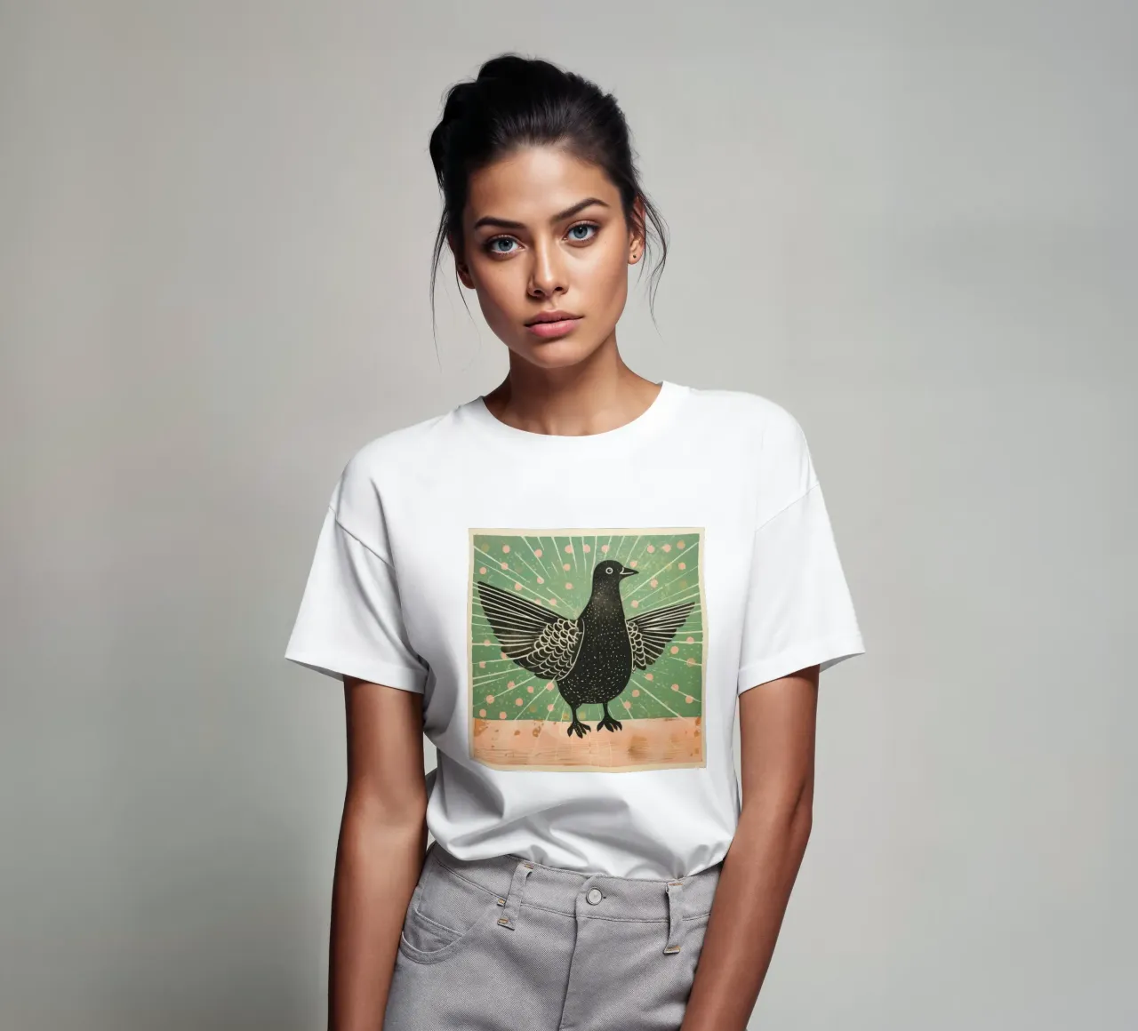 Piccione verde 2 t-shirt da Minimal Animal Art