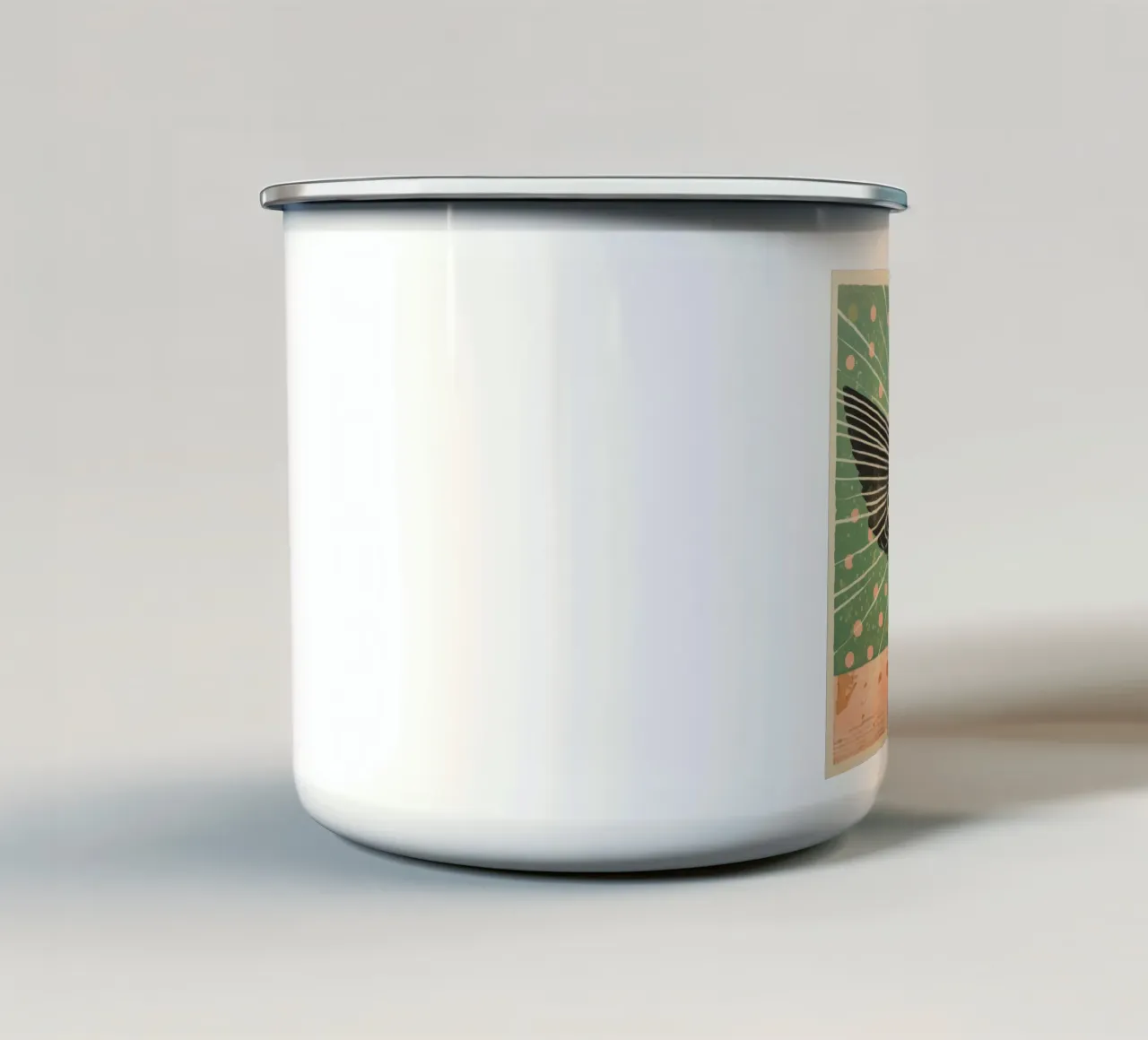 Piccione verde 2 tazza in smalto da Minimal Animal Art
